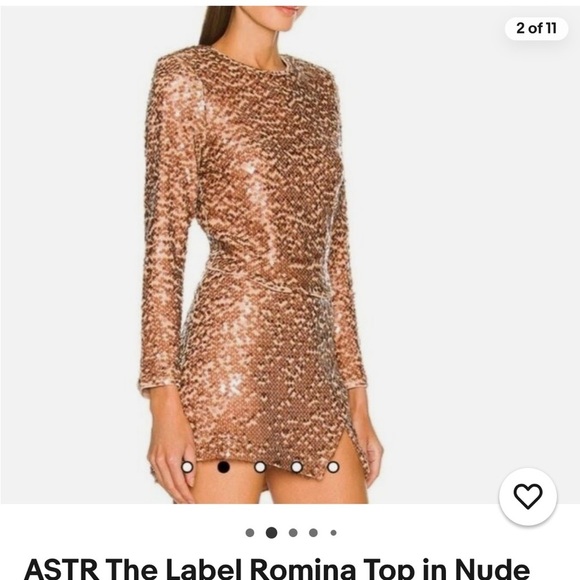 Astr the label Rose Gold Sequin Blouse size L - Picture 3 of 5